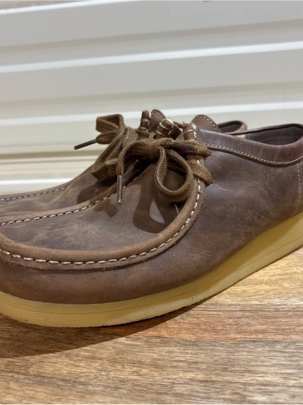 Clarks Stinson Low Leather Moccasins Mens Size 9 Brown Beeswax Shoes Chukka Boot